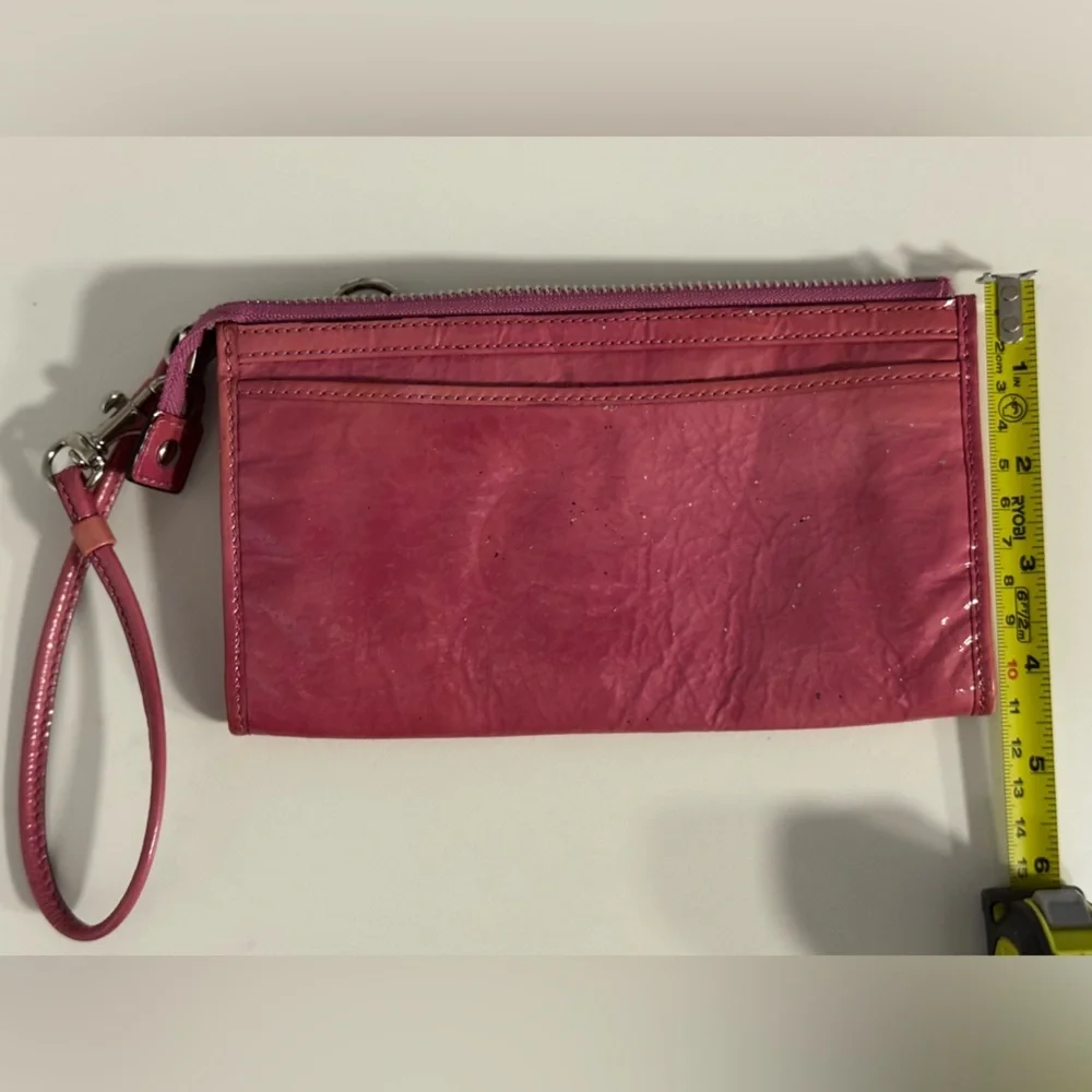 Coach Poppy Pink Patent Leather Wristlet Wallet Y2k
